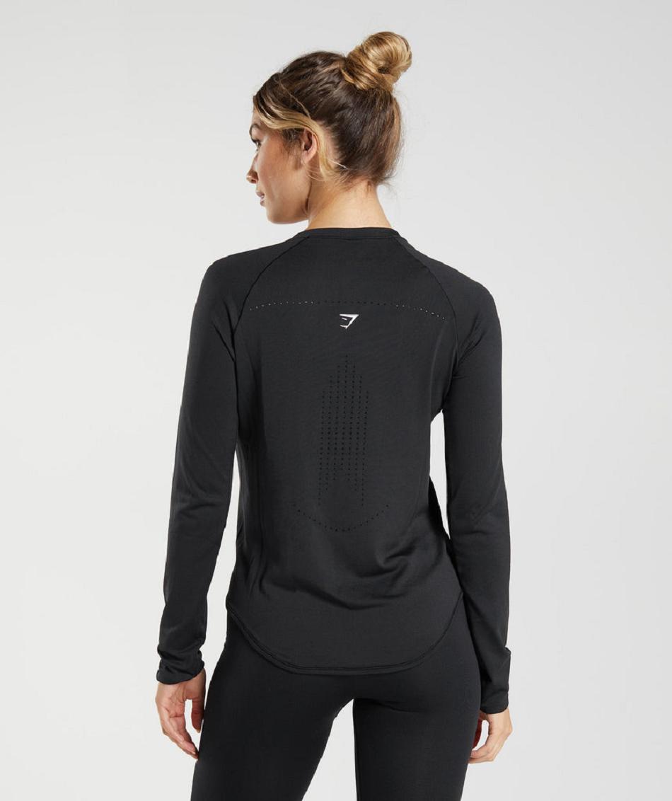 Gymshark Sweat Seamless Ženske Dugi Rukav Crne | HR 3530GSO